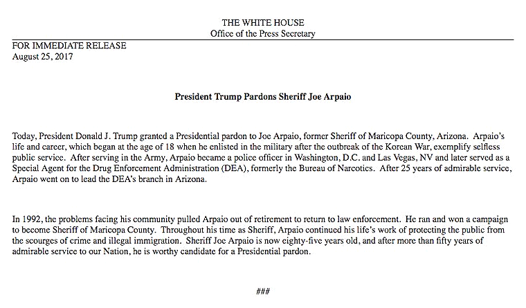 Trump Perdona a Arpaio