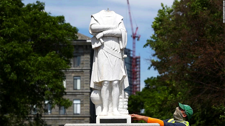 Vandalizan Estatuas de Cristóbal Colón