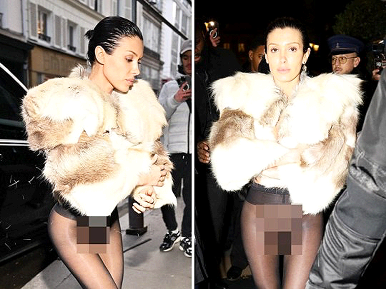 Nueva Esposa de Kanye Asiste a Fashion Week sin Ropa Interior